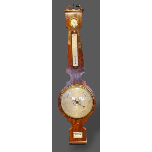 225 - A 19th Century Mahogany Wheel Barometer/Thermometer inscribed A Stopani, Doncaster