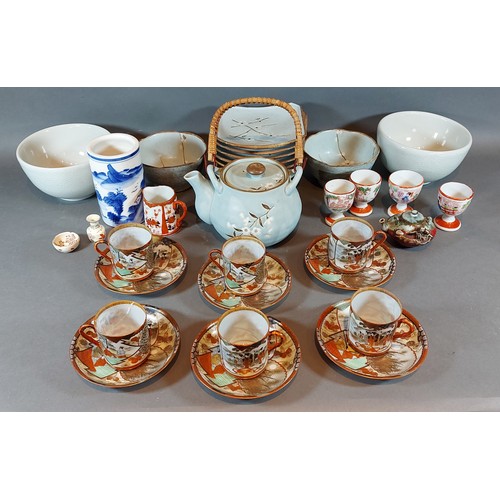 19 - A set of six Japanese coffee cups and saucers, together with other Oriental ceramics