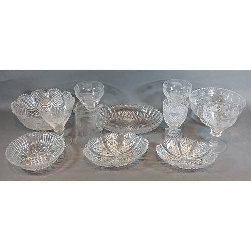 2 - Four glass rummers with engraved decoration, together with  a collection of glassware to include bow... 