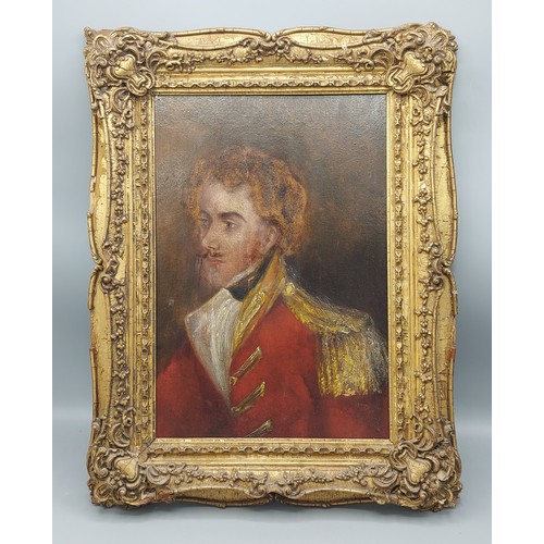 40 - Early 19th English school, military portrait of William Balden 16th Bengal native infantry, oil on b... 