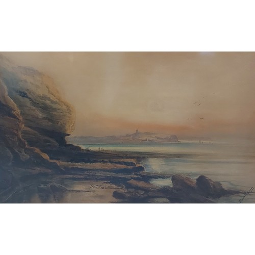 51 - B. Stevart Corry, coastal scene with figures, waterclolour, signed, 42cms x 70cms