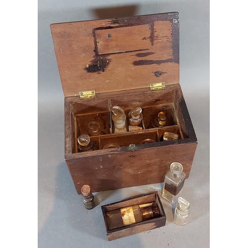 222 - A mahogany cased Apothecary box containing glass botles