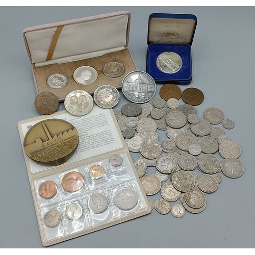 230 - Three Korean commemorative coins together with a collection of coins and medallions