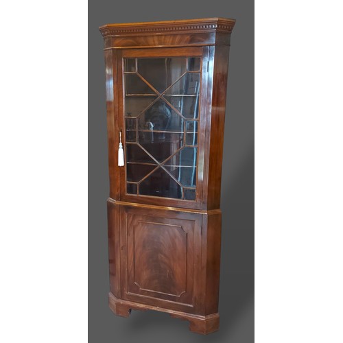 363 - A mahogany standing corner cabinet, 76cms wide by 188cms high, together with an Edwardian side cabin... 