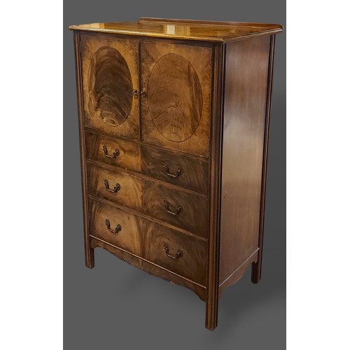 363 - A mahogany standing corner cabinet, 76cms wide by 188cms high, together with an Edwardian side cabin... 