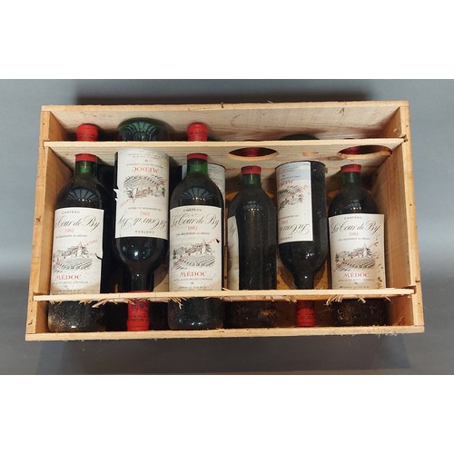 282 - A case of nine bottles of Chateau La Tour de By, Medoc, red wine dated 1982