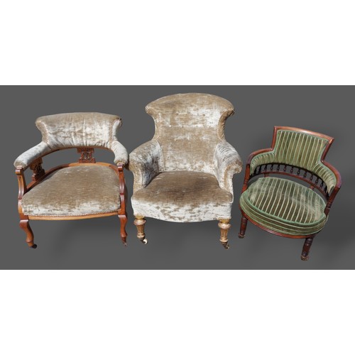 377 - A pair of William IV rosewood side chairs together with three armchairs and a cane seated low chair