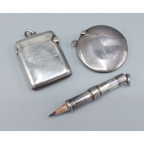 243 - A Birmingham silver vesta case engraved with the initials F.C.D.S for Sir Frederick Charles Doveton ... 