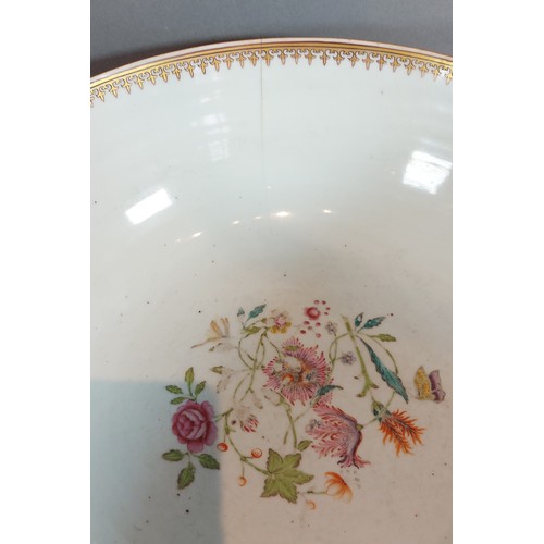 18 - A large 19th Century Canton bowl decorated Famille rose and highlighted with gilt, 35cms diameter to... 