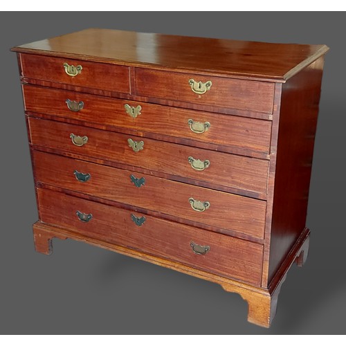 434 - A 19th Century mahogany straight front chest of two short and four long drawers with brass handles r... 