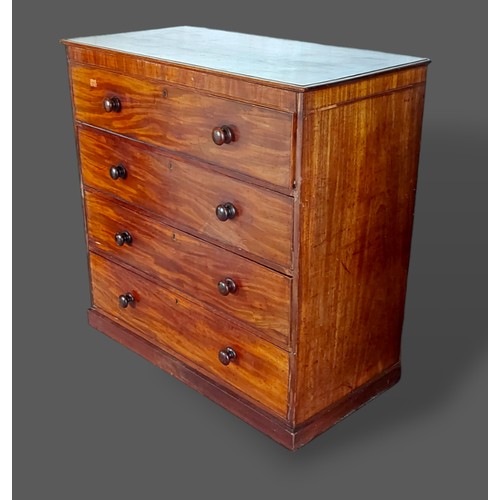 439 - A William IV mahogany secretaire chest, with a fitted secretaire drawer above three further drawers ... 