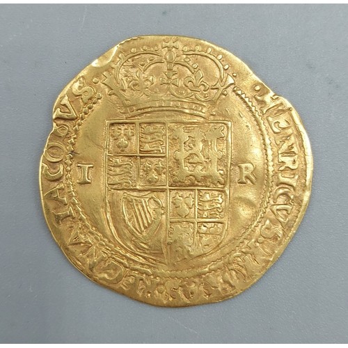 157 - A James I Gold Double Crown, Tun mark, 4.6gms, 2.8cms diameter