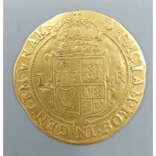 158 - A James I Gold Unite, 9.7gms, 3.7cms diameter