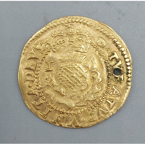 164 - A James I Gold Thistle Crown, 1.9gms, 2cms diameter, (drilled)