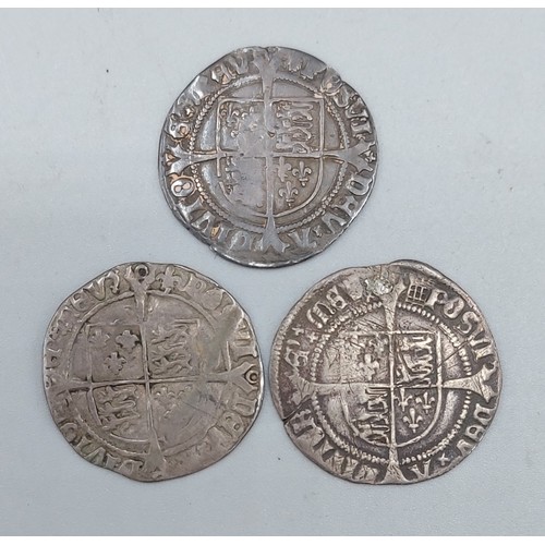 202 - A Henry VII Silver Groat together with two other Henry VIII Silver Groats