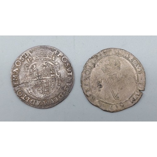 204 - A Philip and Mary English Sixpence dated 1557 together with a Philip and Mary Irish Sixpence dated 1... 