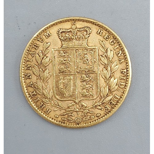 227 - A Victorian Shield Back full gold Sovereign dated 1872