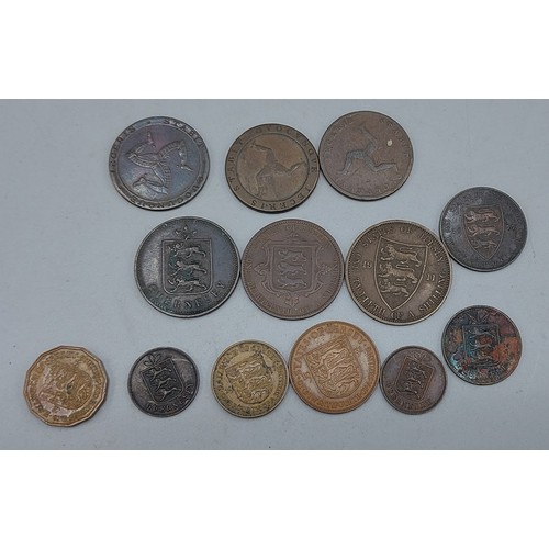 236 - A George III Isle of Man half penny token together with another similar and a collection of Jersey a... 