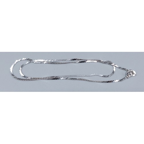 111 - An 18ct white gold flat link chain, 2.4gms