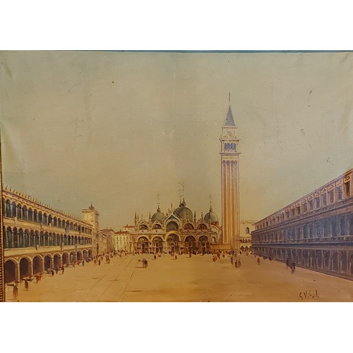 26 - Giancarlo VITALI, Piazza San Marco, oil on canvas, signed, 44cms x 60cms