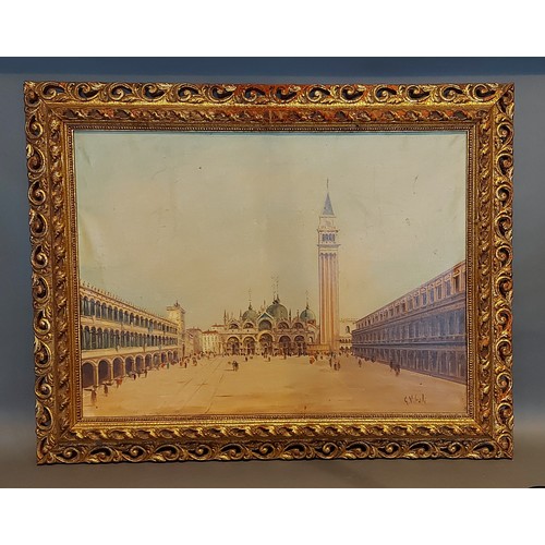 26 - Giancarlo VITALI, Piazza San Marco, oil on canvas, signed, 44cms x 60cms