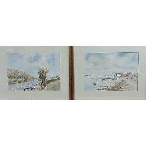 30 - PLEASE COLLECT
Frank Myatt, Reflections Old Bosham, watercolour, 27cms by 37cms, together with three... 