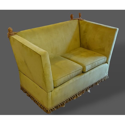 394 - A Knoll drop end sofa upholstered in green Dralon