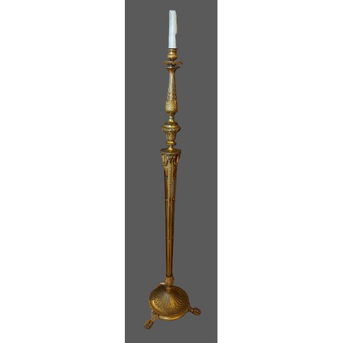 398 - A French gilded lamp standard of classical form