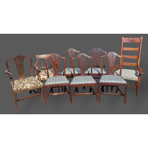 413 - A set of five 19th Century mahogany dining chairs together with three other dining chairs