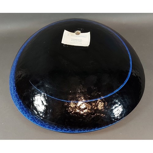 21 - A Murano blue swirl pattern glass bowl by Gudio Ferro, 46cms diameter