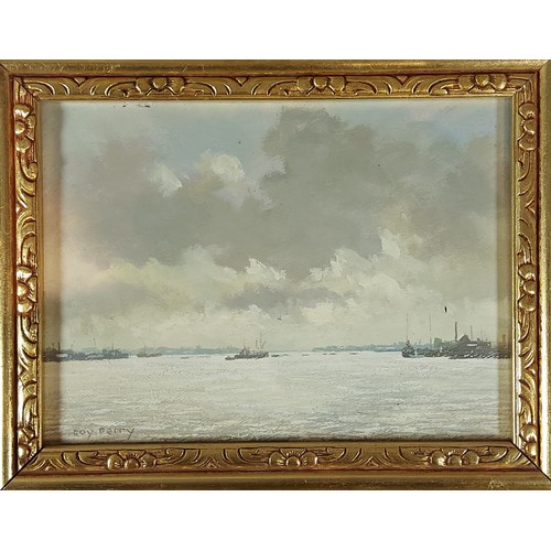 88 - Roy Perry, Evening on the Solent, oil on board, signed, 15cms by 19cms together with Alec Butson, Do... 