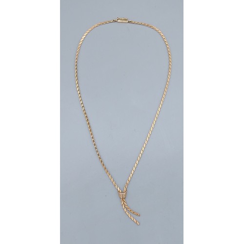 192 - A 9ct gold necklace of tassle form, 10.6gms, 44cms long