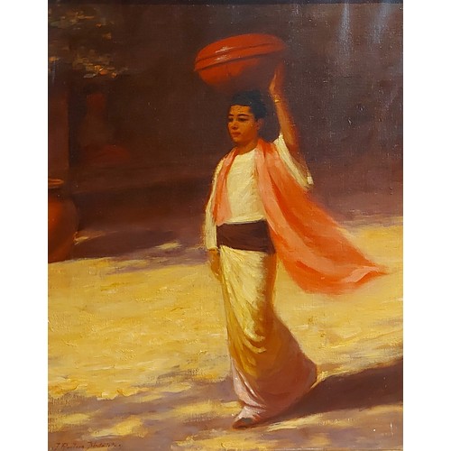 99 - James Raeburn Middleton, The Water Carrier, oil on canvas, signed, 60cms by 50cms