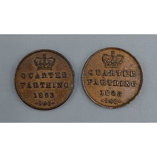 350 - A Victorian Quarter Farthing dated 1853 together with another Quarter Farthing dated 1853