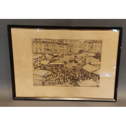 125 - Alfred Charles Stanley ANDERSON, Market In Falaise, signed in pencil, edition of sixty proofs, etchi... 