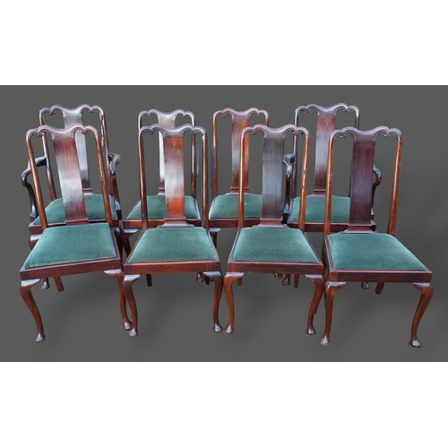 230 - A set of eight Circa 1920's Queen Anne style mahogany dining chairs by Shoolbred and Co. London, eac... 