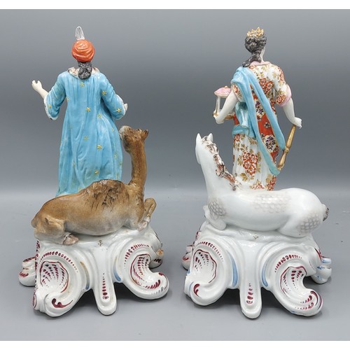 30 - A pair of 19th Century Samson Chelsea figures, each decorated in polychrome enamels and highlighted ... 