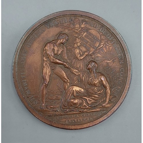 166 - A French patinated bronze medallion commemorating The Battle of Marengo dated 1800 by Lavy, 5.2cms d... 