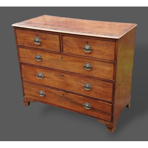 260 - A 19th Century mahogany straight front chest of two short three long drawers raised upon bracket fee... 