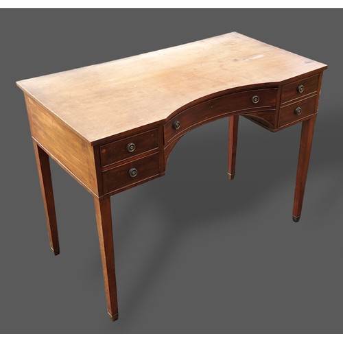 263 - A 19th Century mahogany inverted desk with five drawers raised upon square tapering legs, 105cms wid... 