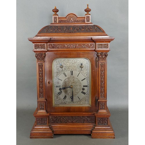 211 - A late Victorian mantle clock, the silvered dial inscribed Dent, Royal Exchange, Cornhill London, wi... 
