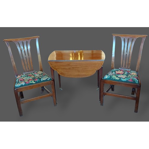 230 - A 19th Century mahogany Pembroke table together with a pair of mahogany dining chairs