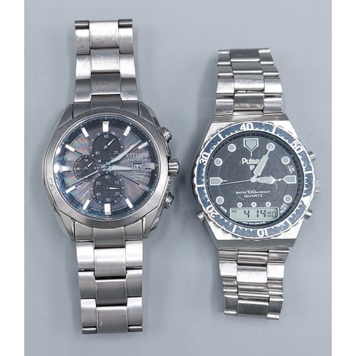 77 - A Citizen Eco Drive Titanium Sapphire WR100 stainless steel cased gentlemans wristwatch together wit... 