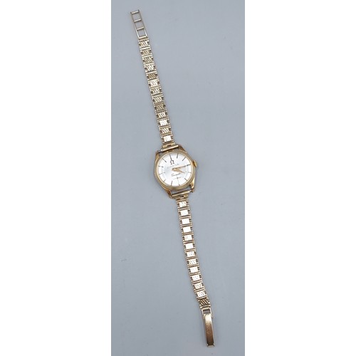 78 - An Omega Seamaster ladies wristwatch with 9ct gold strap, 8.8gms strap only