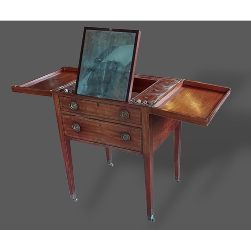 236 - A Regency mahogany dressing table, the double hinged top enclosing a fitted interior with mirror, gl... 