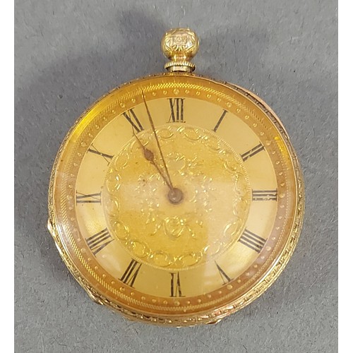 82 - An 18ct gold pocket watch by John Walker with engraved case, 37.8gms total weight, 3.7cms diameter
