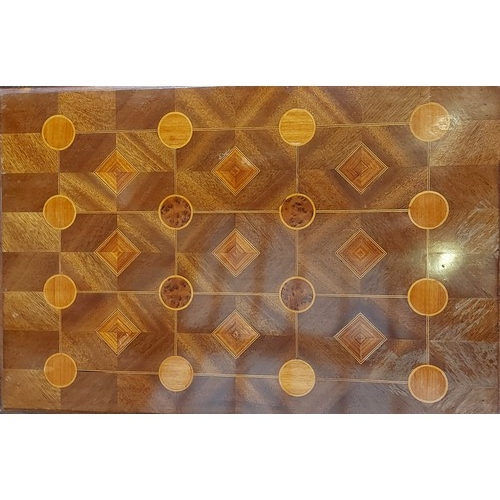 242 - An Edwardian mahogany centre table, the moulded inlaid top above a line inlaid frieze raised uon squ... 