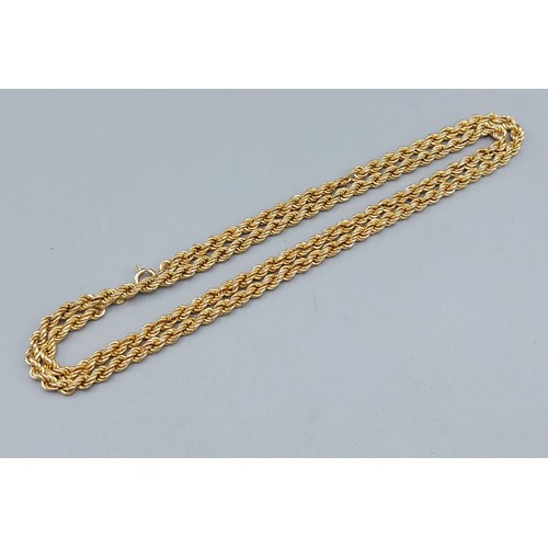 90 - A 9ct gold neck chain of rope twist form, 9.2gms, 58cms long