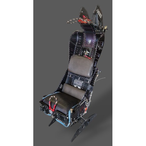 196 - French black painted Martin Baker BAKER MK4 ejector seat with various labels 'SIEGE EJECTABLE BREVET... 