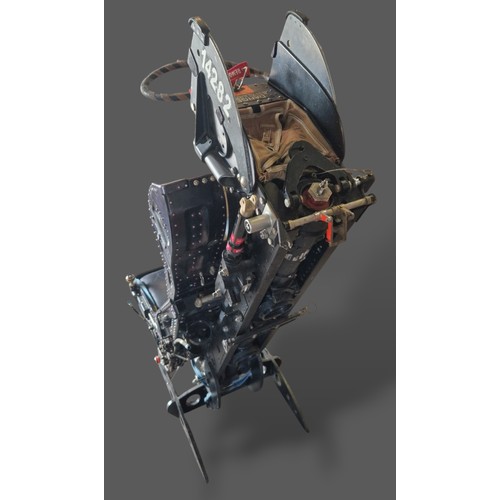 196 - French black painted Martin Baker BAKER MK4 ejector seat with various labels 'SIEGE EJECTABLE BREVET... 